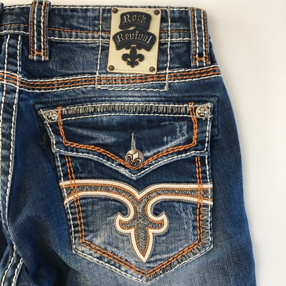 Rock Revival Marlin Straight Jeans 34X28 - Picture 7 of 12